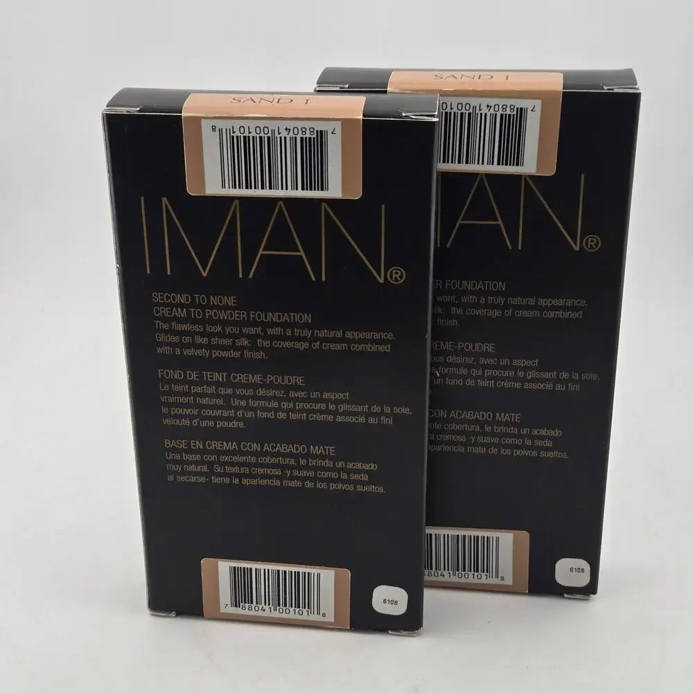 IMAN Second to None Cream to Powder Foundation SAND 1 Set Of 2 NIB Sealed .35oz